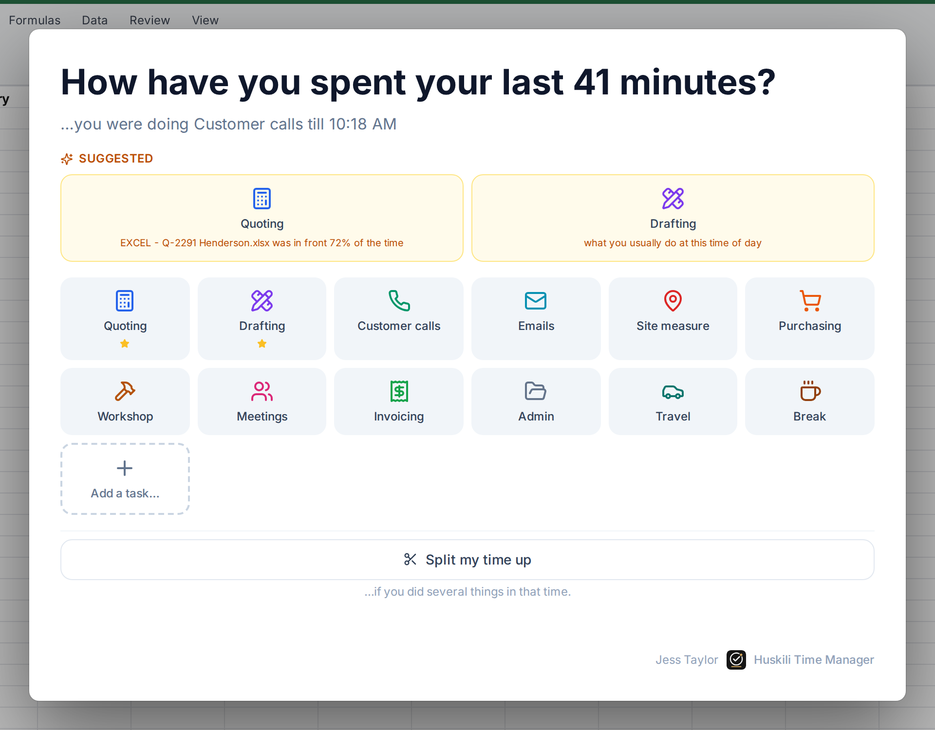 Task popup